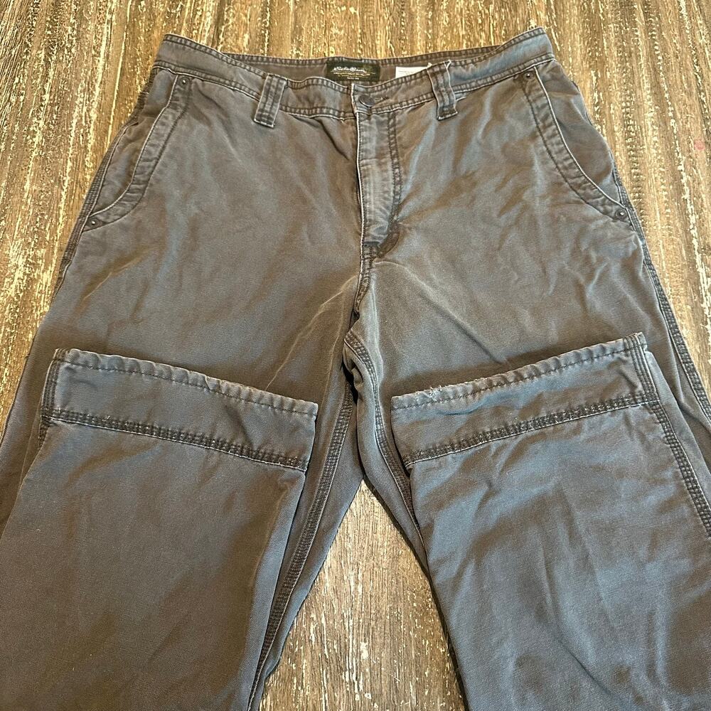Vintage Eddie Bauer Canvas Carpenter Work Pant Green Oversized Mens Size 32Wx33L